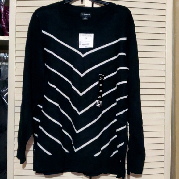 Liz Claiborne Long Sleeve Chevron Sweater - Plus - Picture 3 of 9